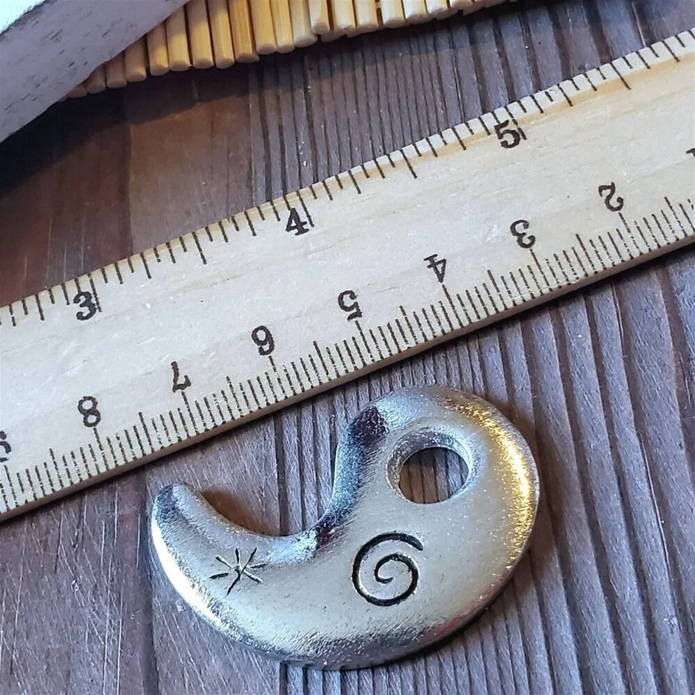 Carved Silver Aluminum Artsy Paisley Punctuation Comma Apostrophe Pendant